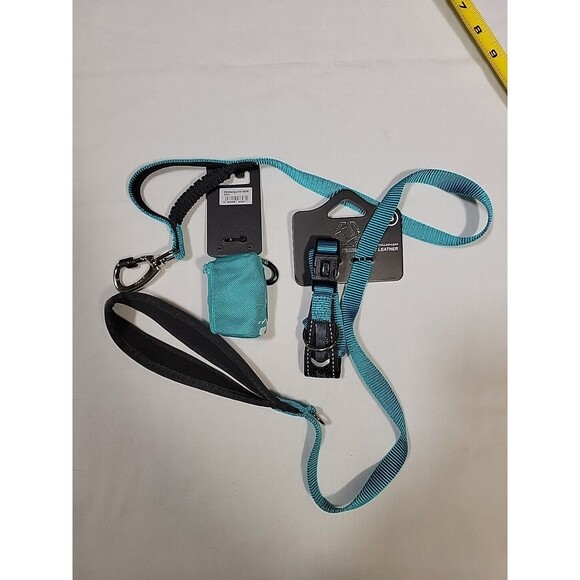 XTRMDOG Reflective Nylon Collar Leash for Dogs Teal Blue Small Neck 11-13.8" Bag - Picture 1 of 8